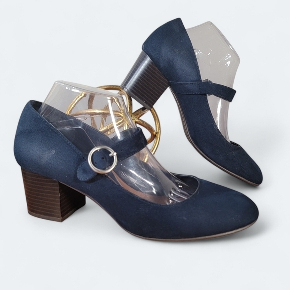 Style & Co Blue Faux Suede Mary Jane heels Size 9.5 - Picture 1 of 17
